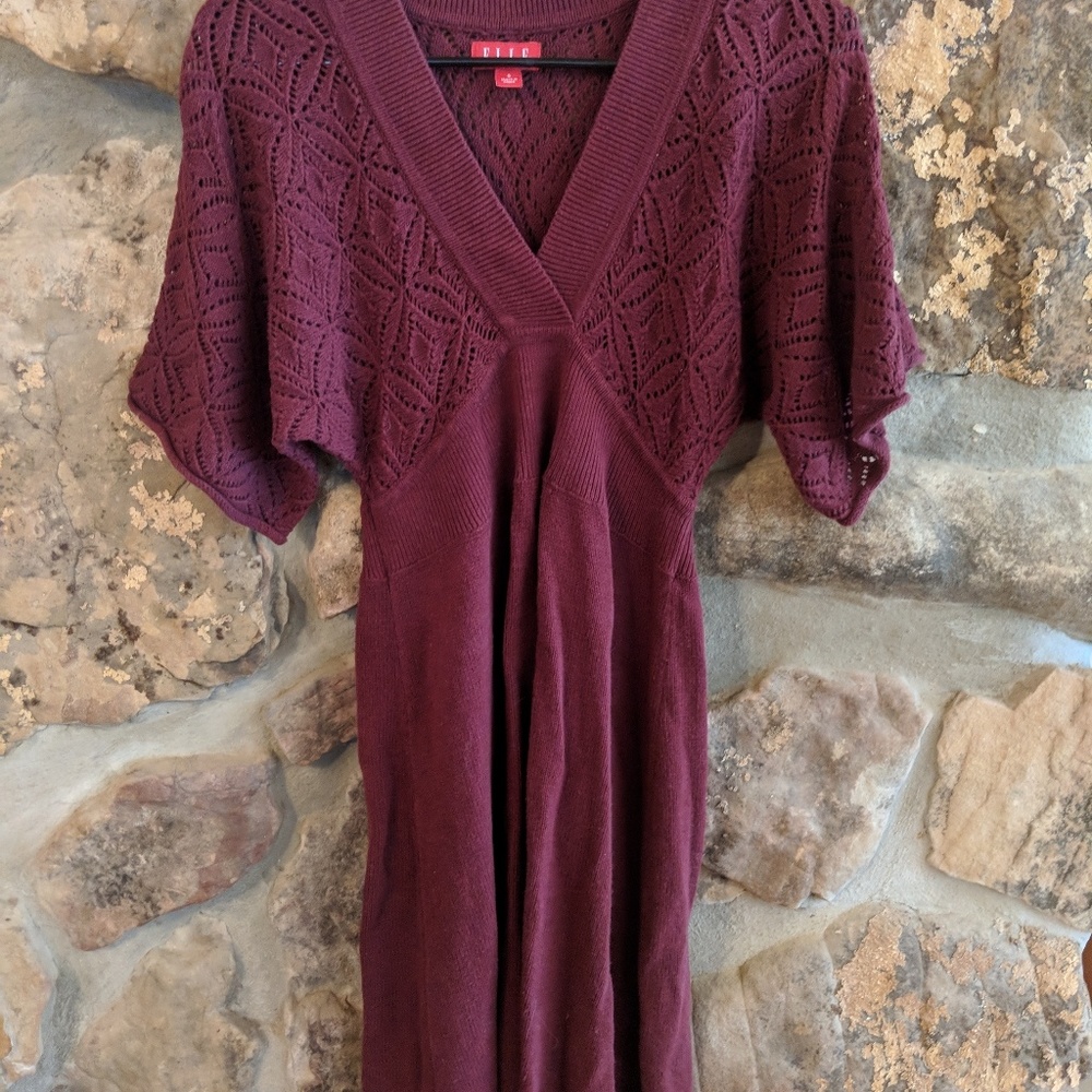 Crochet wine sweater dress